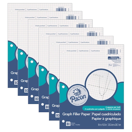 Graphing Paper, 3-Hole Punched, 8 X 10 1/2, PK480